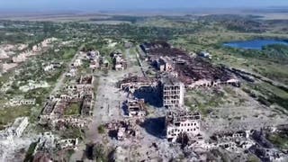 Aerial footage released by the Russian Defence Ministry on July 31, 2025, shows what it said is the town of Chasiv Yar in east Ukraine
